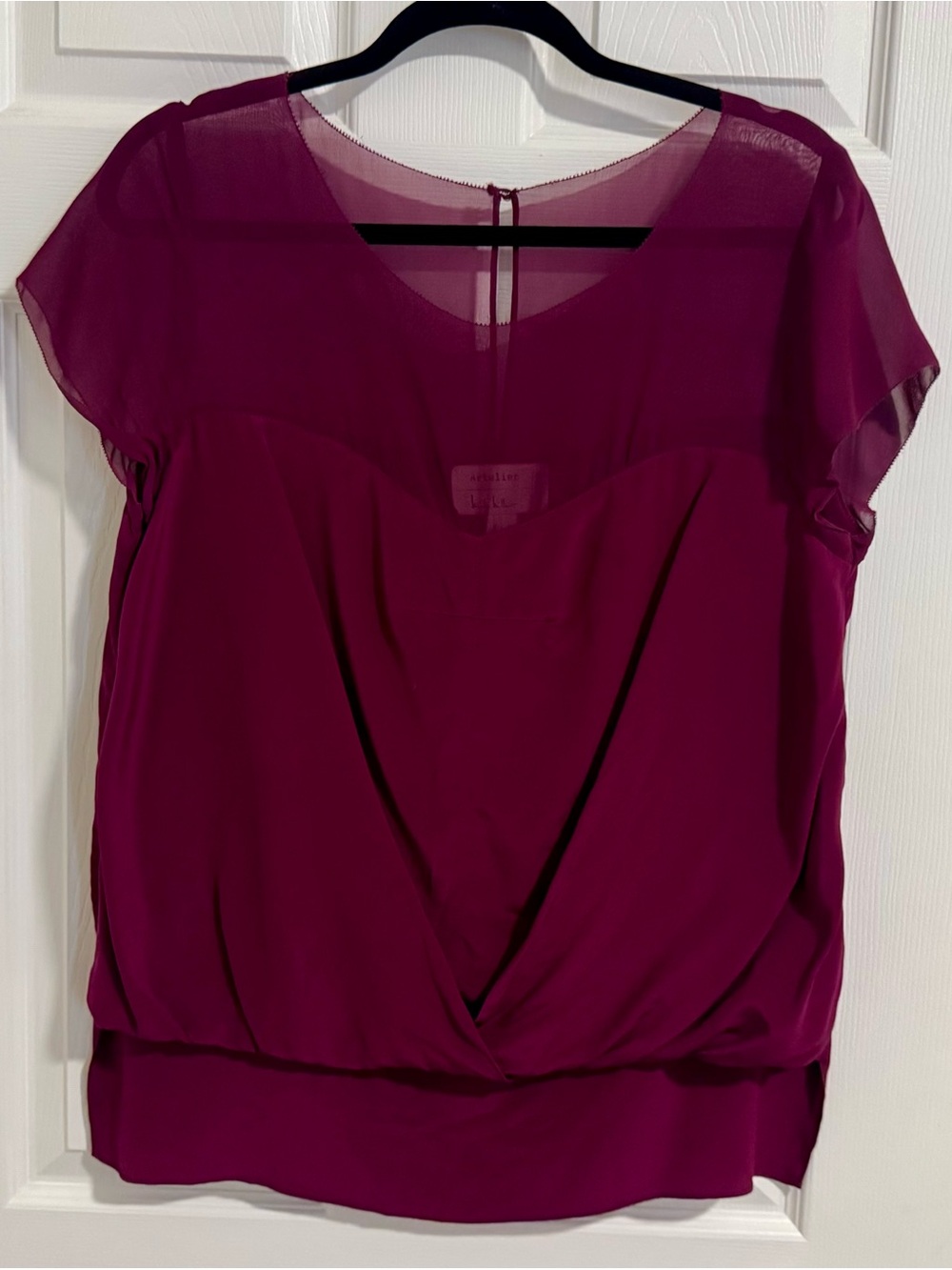 Artelier by Nicole Miller Rouched Front Blouse in Berry Sz Med